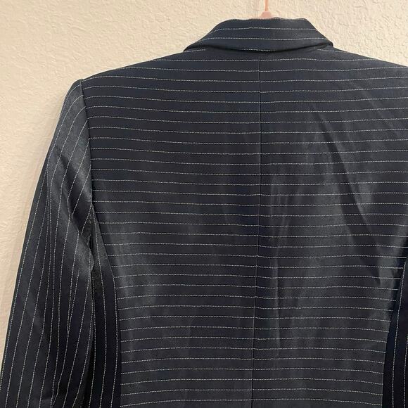 NWT Banana Republic Satin Blazer Women’s Size 0 Navy Pinstripe Boyfriend Office - Picture 8 of 16
